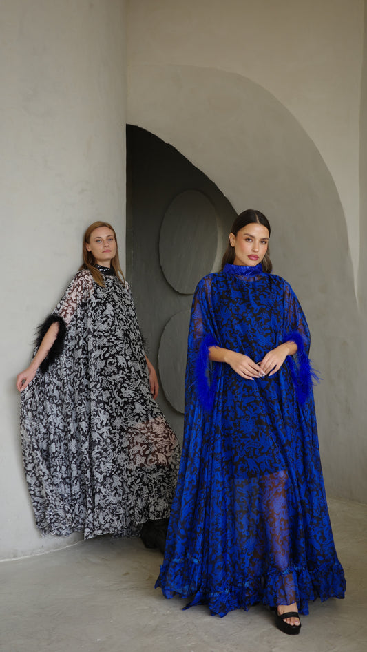 שמלת אוברסייז שיפון מעוגלת | כחול