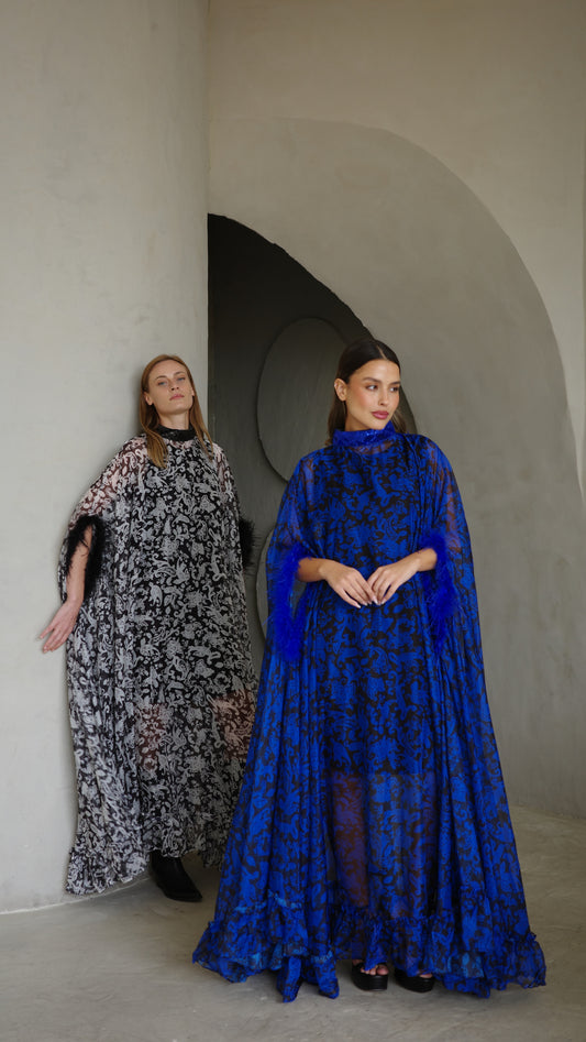 שמלת אוברסייז שיפון מעוגלת | כחול