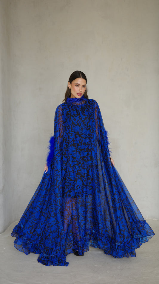 שמלת אוברסייז שיפון מעוגלת | כחול