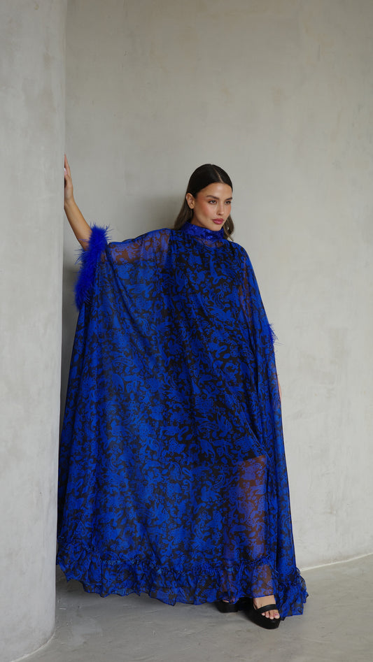 שמלת אוברסייז שיפון מעוגלת | כחול