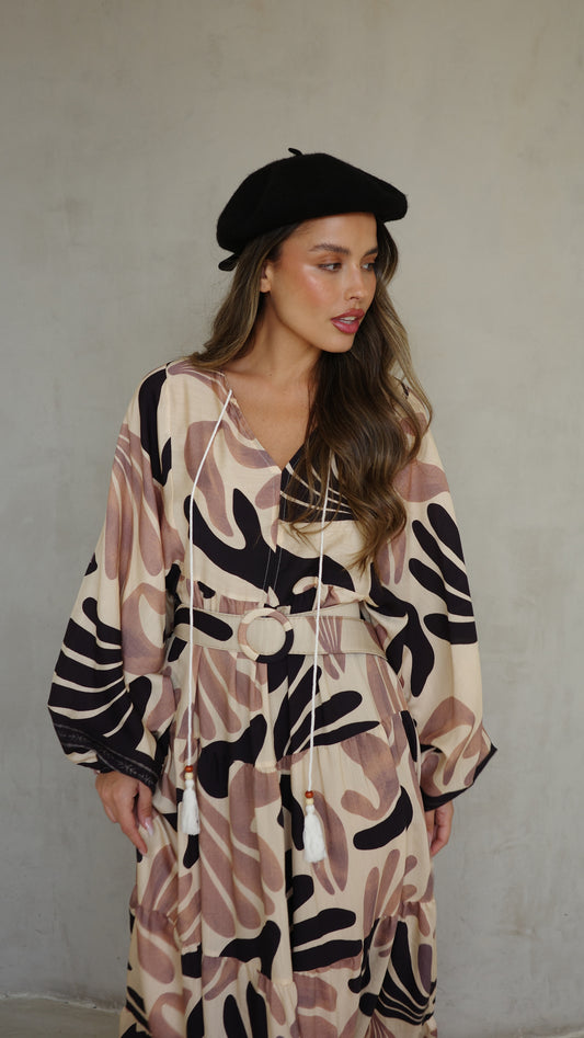 גלביה קומות פונפונים אדל | בז/ורוד