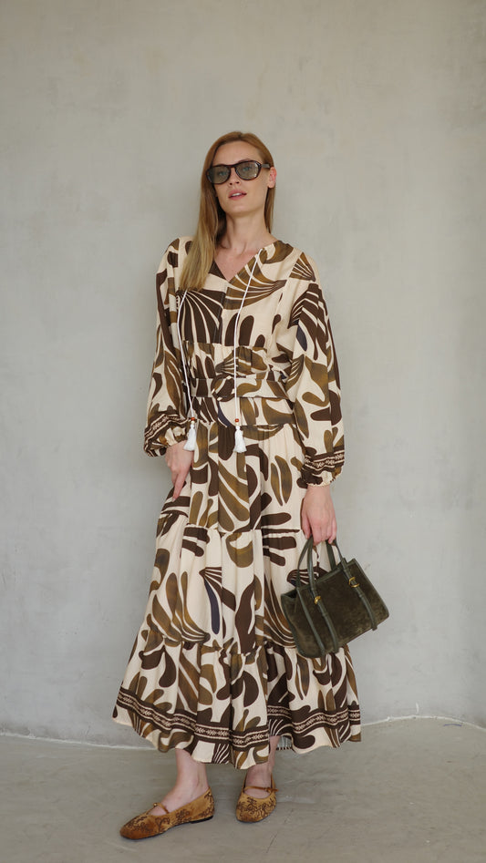 גלביה קומות פונפונים אדל | בז/חום