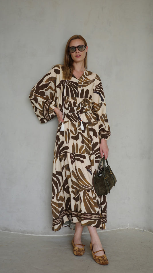 גלביה קומות פונפונים אדל | בז/חום