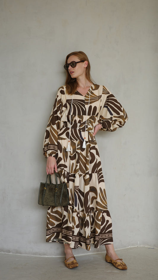 גלביה קומות פונפונים אדל | בז/חום