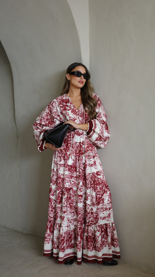 גלביה קומות פונפונים אוריה | לבן/בורדו