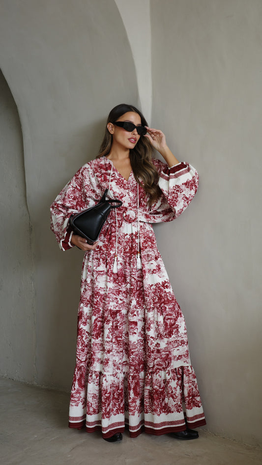 גלביה קומות פונפונים אוריה | לבן/בורדו