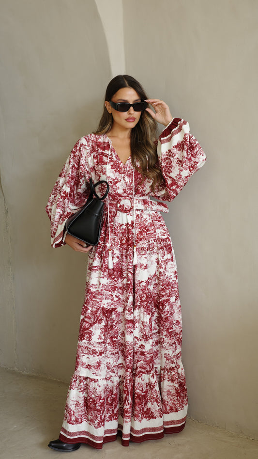 גלביה קומות פונפונים אוריה | לבן/בורדו