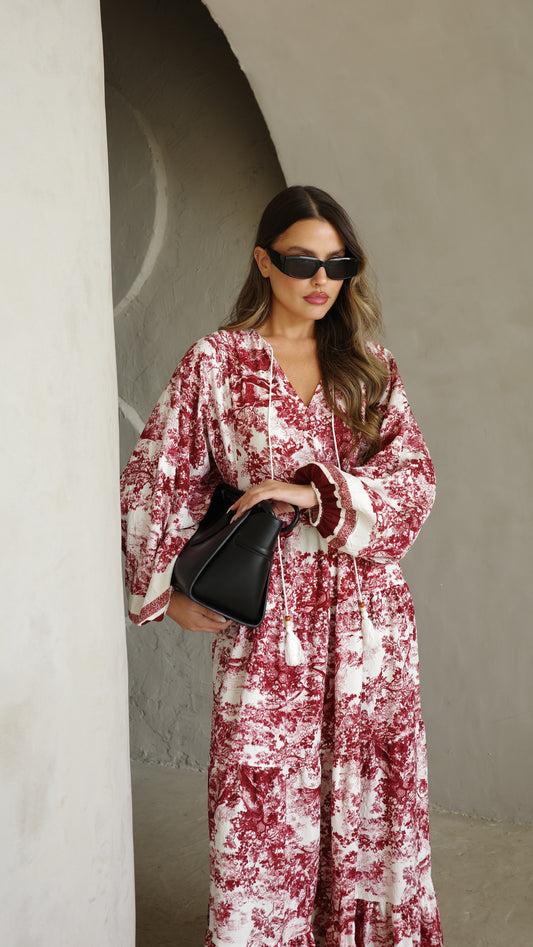 גלביה קומות פונפונים אוריה | לבן/בורדו