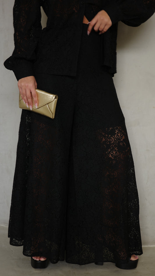 חליפת מכנס תחרה ביאטריס | שחור