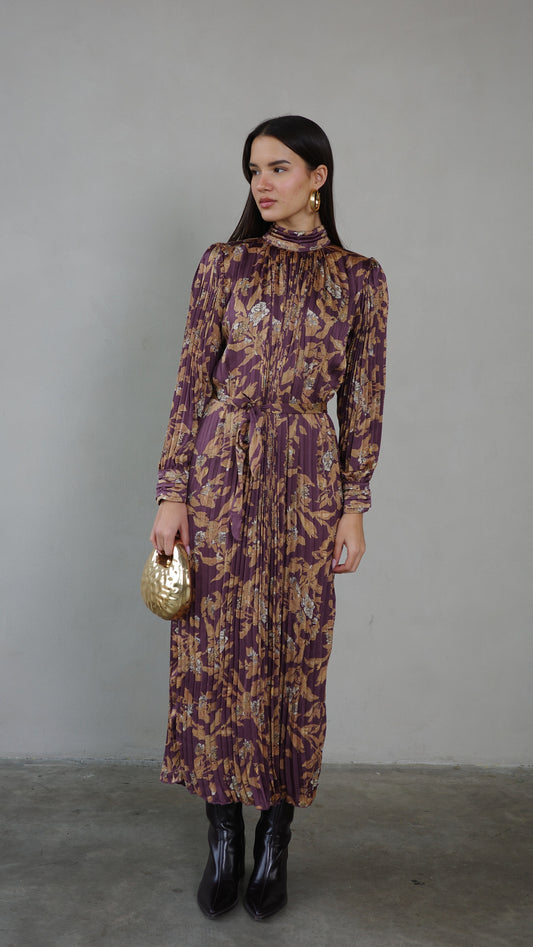 שמלת מידי פליסה קנדרה | סגול חציל