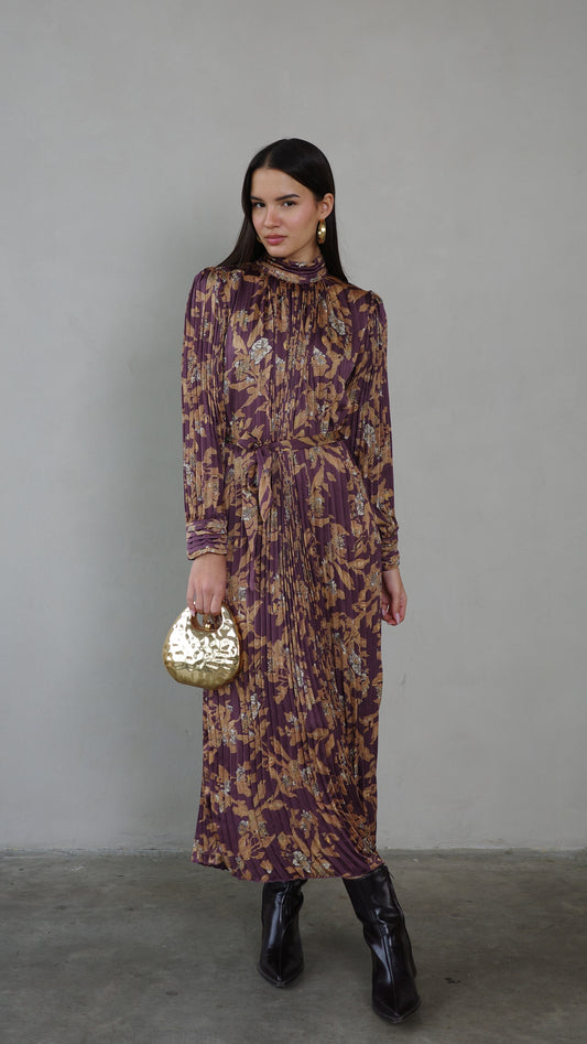 שמלת מידי פליסה קנדרה | סגול חציל