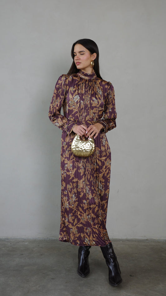 שמלת מידי פליסה קנדרה | סגול חציל