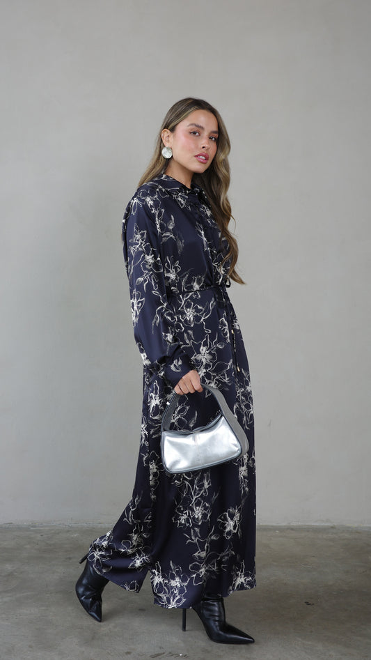 שמלת מקסי גלביה קלאסי סינטיה | שחור