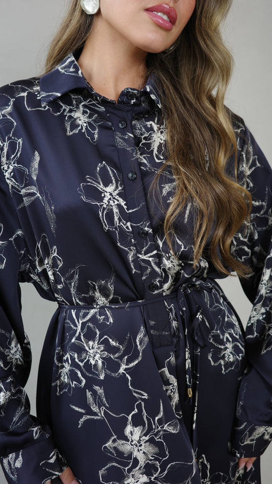 שמלת מקסי גלביה קלאסי סינטיה | שחור