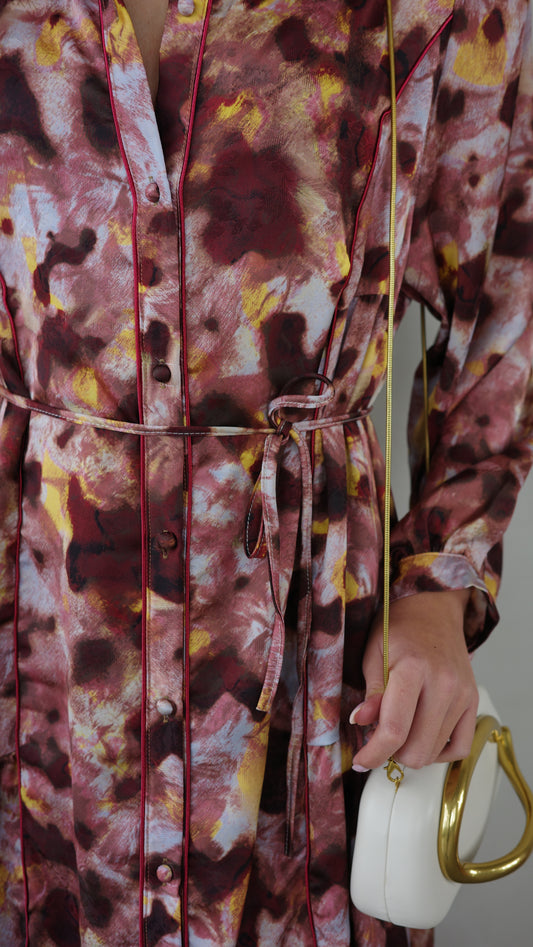 שמלת קלוש כפתורים טקסטורה אשלי | ורוד