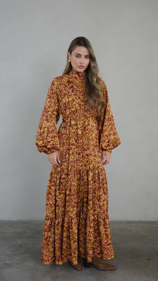 שמלת מקסי קלוש קומות איוונקה | חום