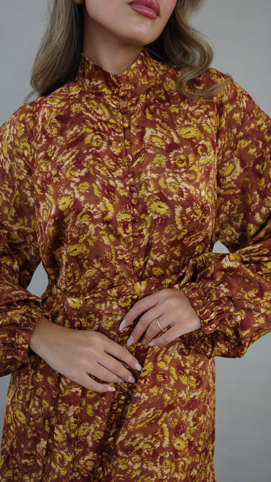 שמלת מקסי קלוש קומות איוונקה | חום