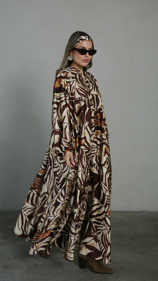 שמלת קלוש אוברסייז כפתורים סידני | חום