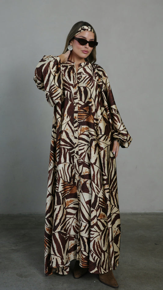 שמלת קלוש אוברסייז כפתורים סידני | חום