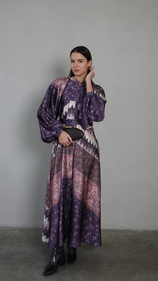 שמלת קלוש אוברסייז כפתורים איזבל | סגול