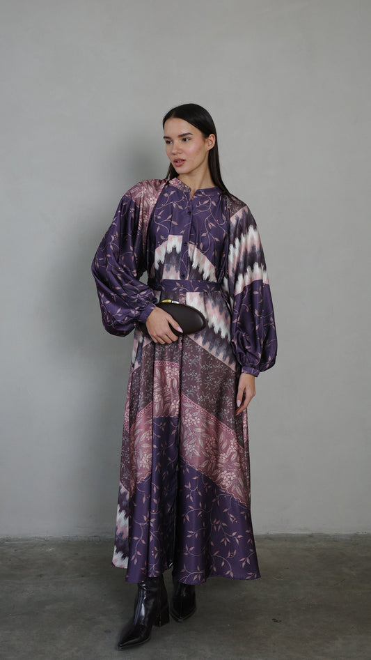 שמלת קלוש אוברסייז כפתורים איזבל | סגול