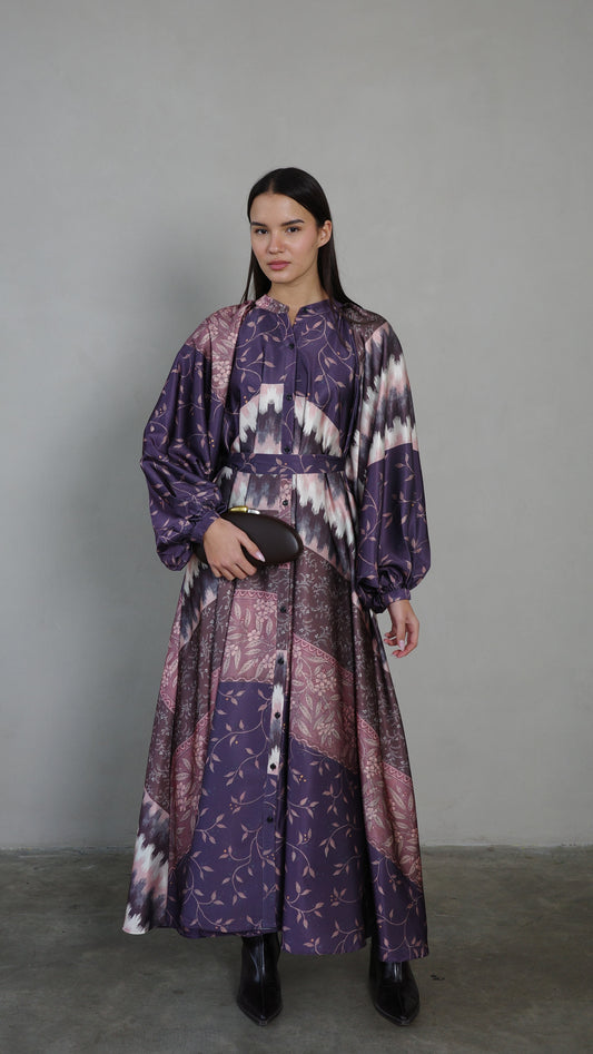 שמלת קלוש אוברסייז כפתורים איזבל | סגול