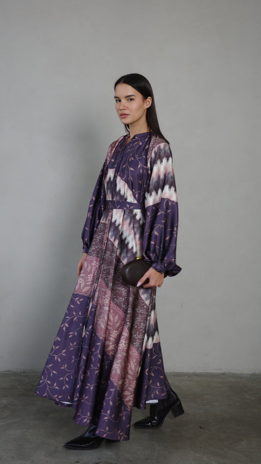 שמלת קלוש אוברסייז כפתורים איזבל | סגול