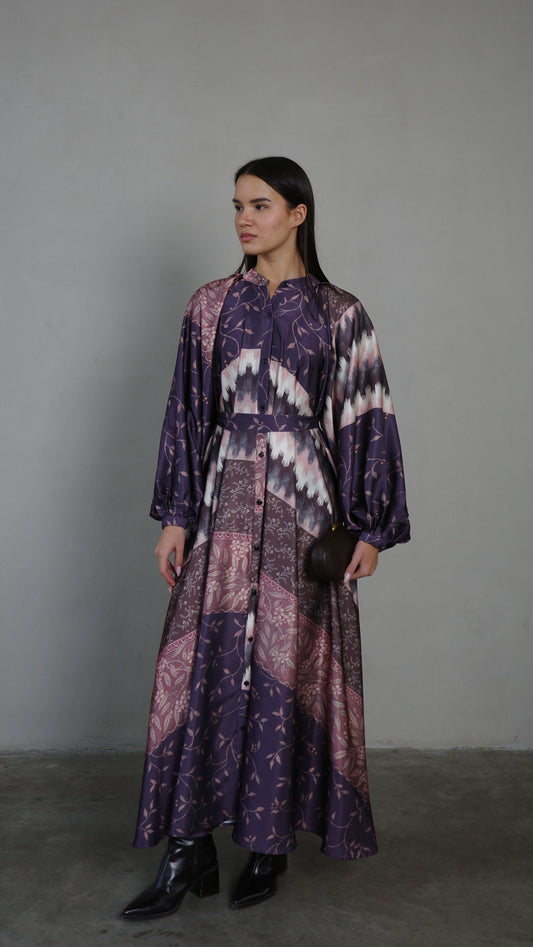 שמלת קלוש אוברסייז כפתורים איזבל | סגול