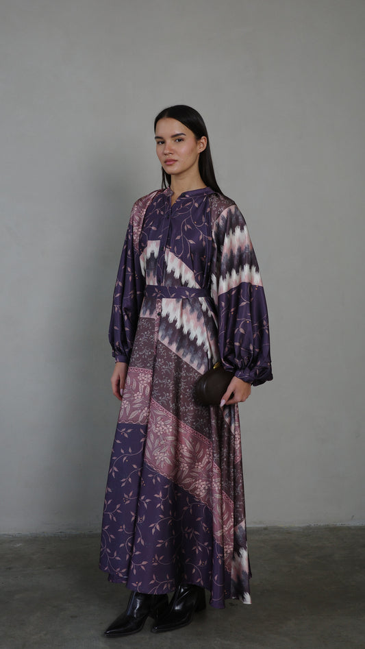 שמלת קלוש אוברסייז כפתורים איזבל | סגול