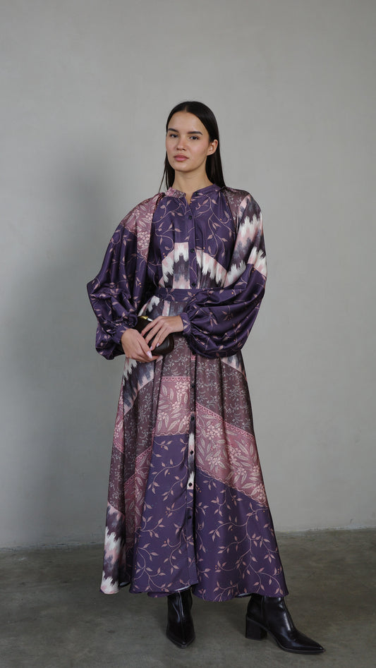 שמלת קלוש אוברסייז כפתורים איזבל | סגול