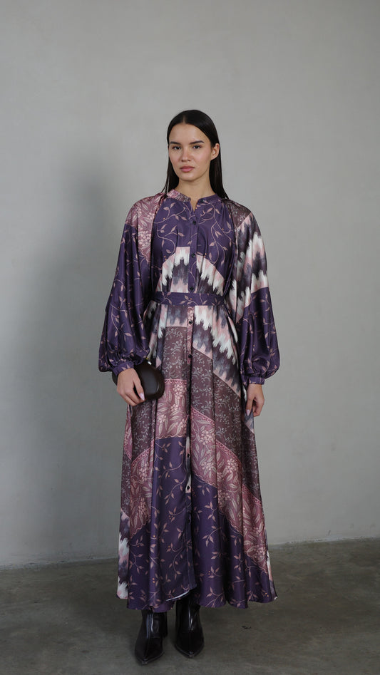 שמלת קלוש אוברסייז כפתורים איזבל | סגול