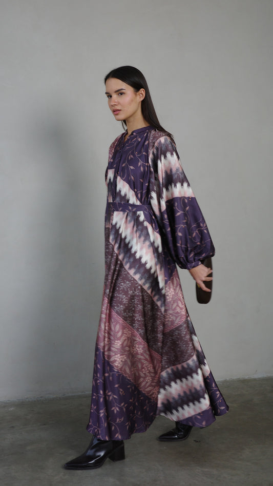 שמלת קלוש אוברסייז כפתורים איזבל | סגול