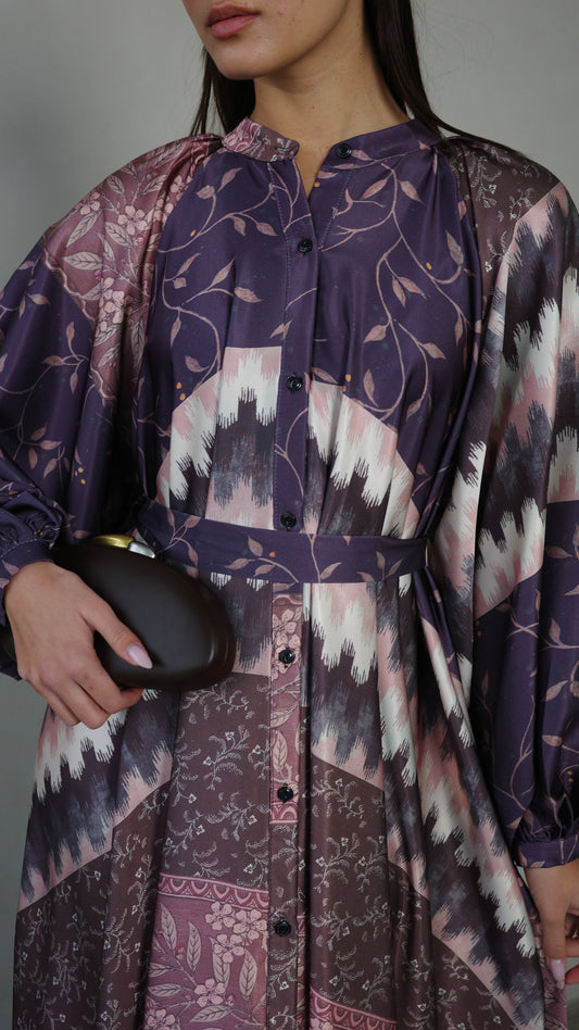 שמלת קלוש אוברסייז כפתורים איזבל | סגול