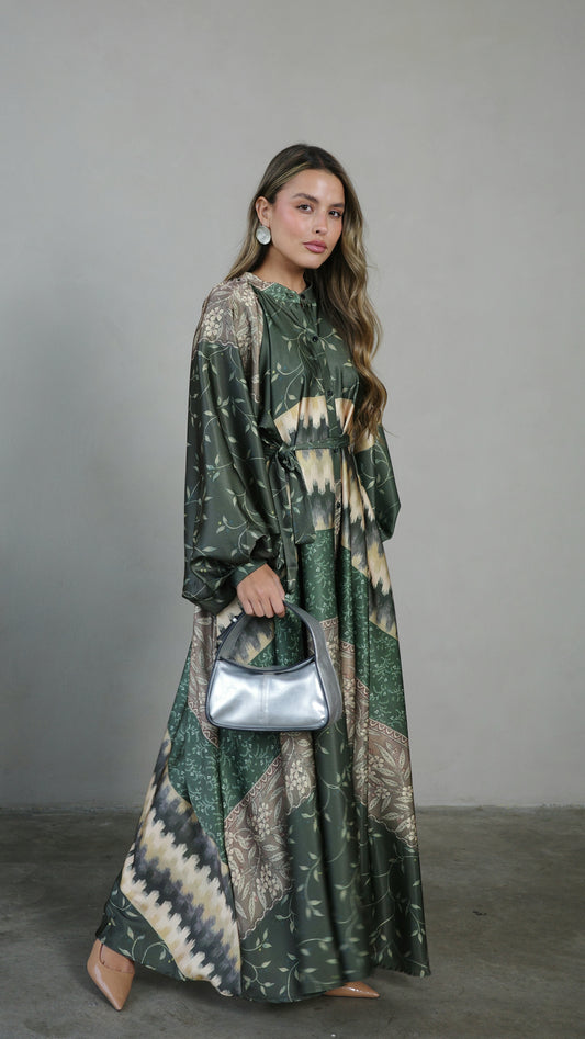 שמלת קלוש אוברסייז כפתורים איזבל | ירוק