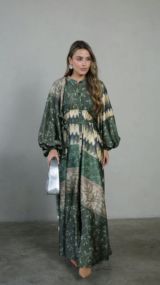 שמלת קלוש אוברסייז כפתורים איזבל | ירוק