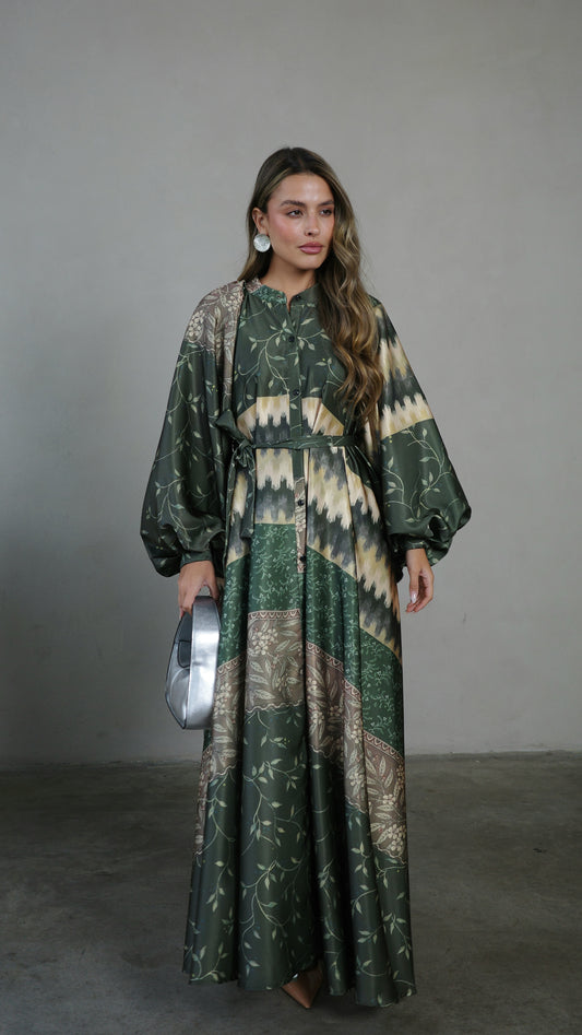 שמלת קלוש אוברסייז כפתורים איזבל | ירוק