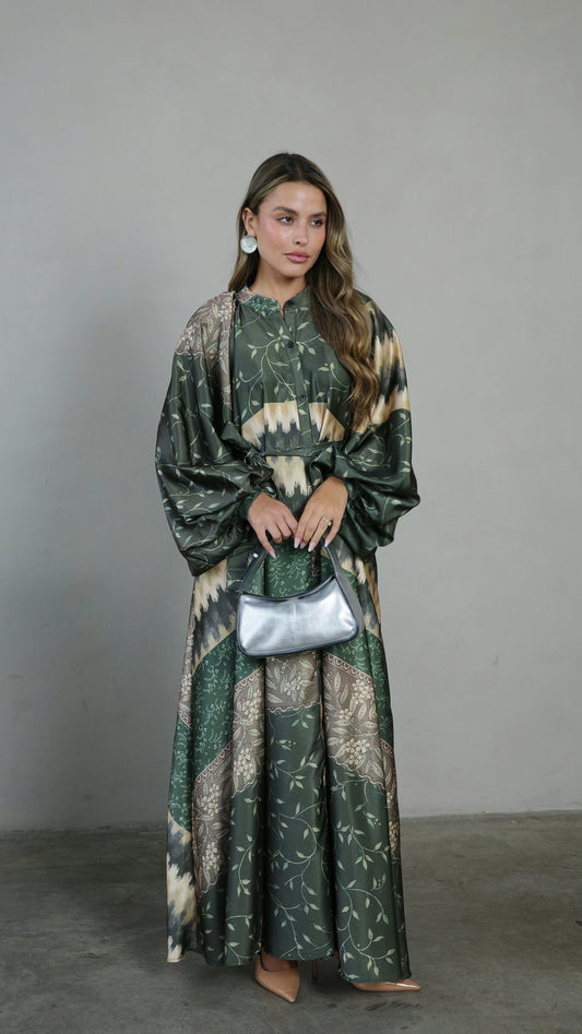 שמלת קלוש אוברסייז כפתורים איזבל | ירוק