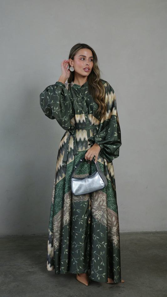 שמלת קלוש אוברסייז כפתורים איזבל | ירוק