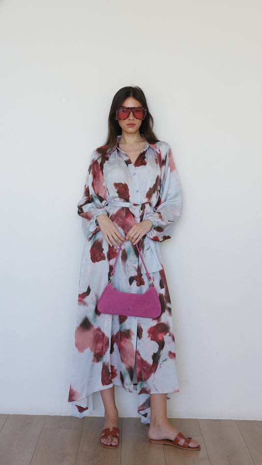 שמלת מקסי אוברסייז כפתורים ניקולה | תכלת