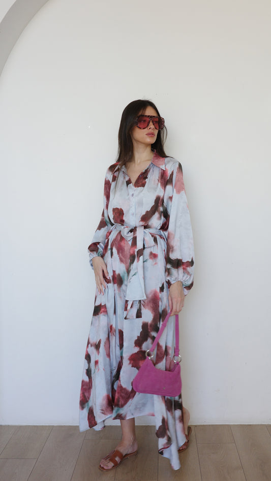 שמלת מקסי אוברסייז כפתורים ניקולה | תכלת