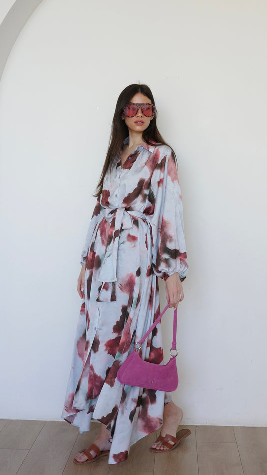 שמלת מקסי אוברסייז כפתורים ניקולה | תכלת