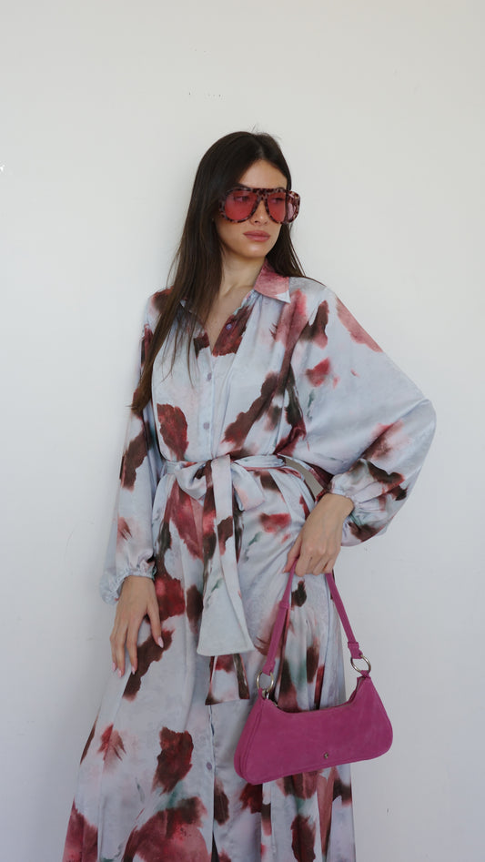 שמלת מקסי אוברסייז כפתורים ניקולה | תכלת