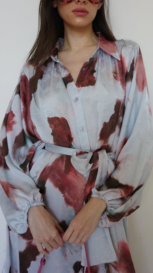 שמלת מקסי אוברסייז כפתורים ניקולה | תכלת