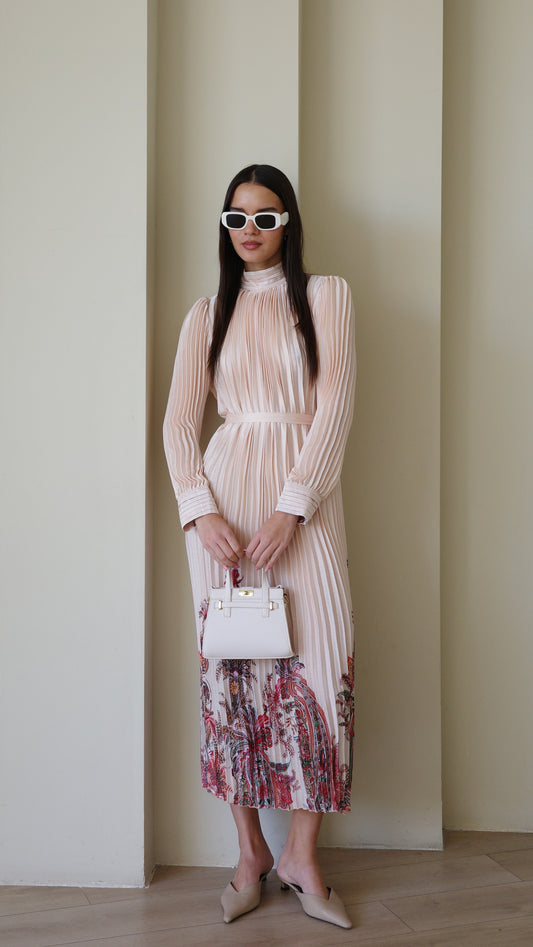 שמלת מידי פליסה קנדרה | ורוד