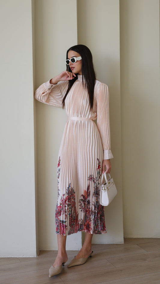 שמלת מידי פליסה קנדרה | ורוד