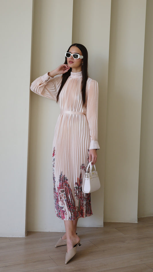 שמלת מידי פליסה קנדרה | ורוד