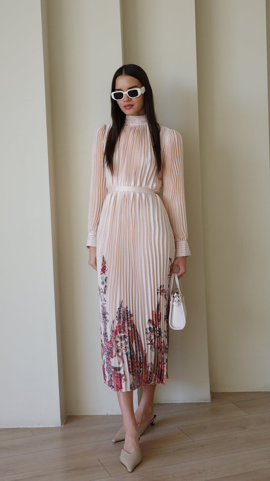 שמלת מידי פליסה קנדרה | ורוד