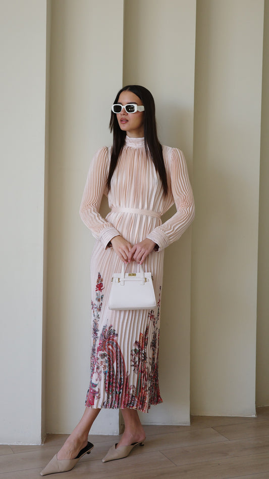 שמלת מידי פליסה קנדרה | ורוד