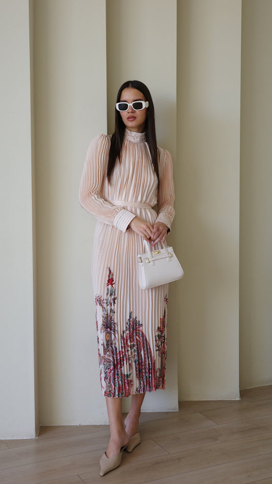 שמלת מידי פליסה קנדרה | ורוד