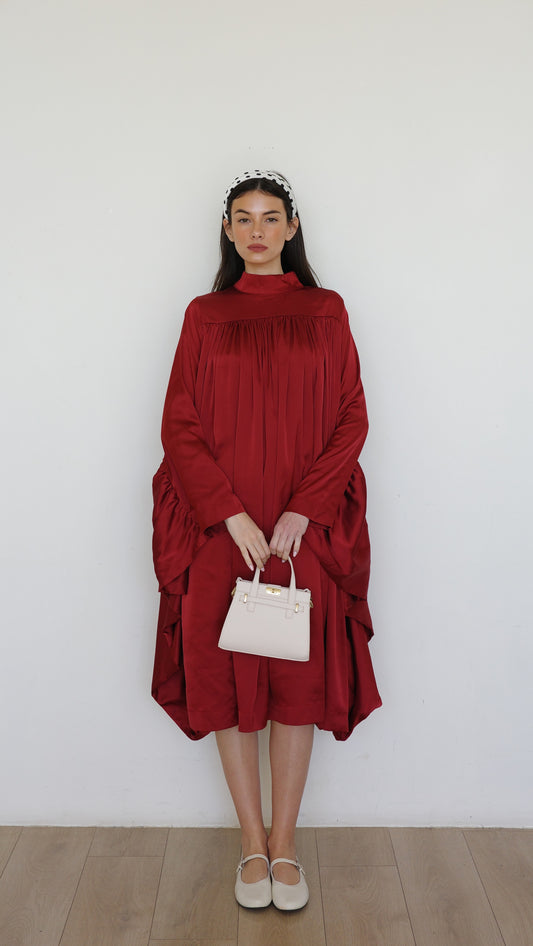 שמלת מידי אוברסייז עטלף פיור שאנל |בורדו
